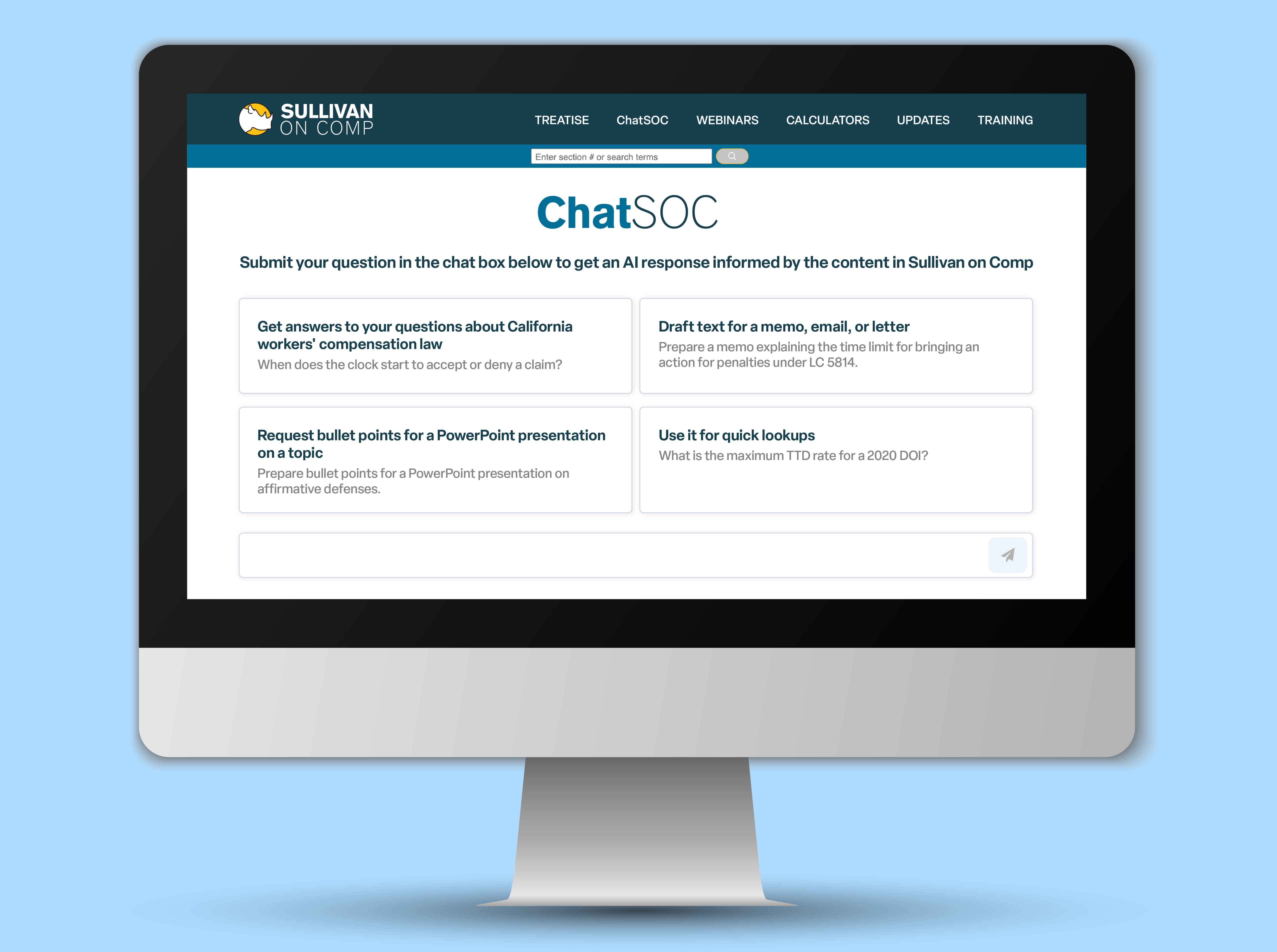 Sullivan on Comp Launches ChatSOC, an Innovative Chatbot for California Workers’ Compensation Professionals, Integrated with Authoritative Legal Treatise